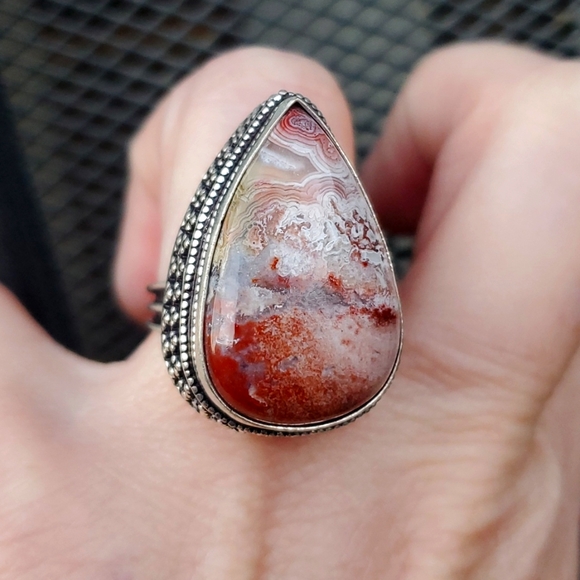 New Crazy Lace Agate 925 Silver Ring. - Picture 5 of 16